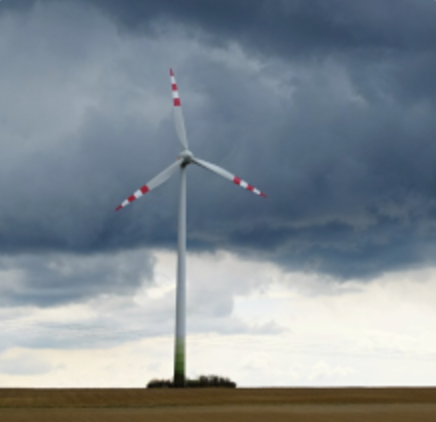 Wind turbine under a storm front